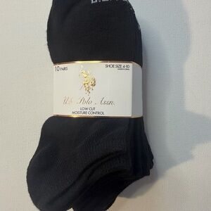 U.S. Polo Assn. Black Low Cut Socks - 10 Pair Pack (E2)